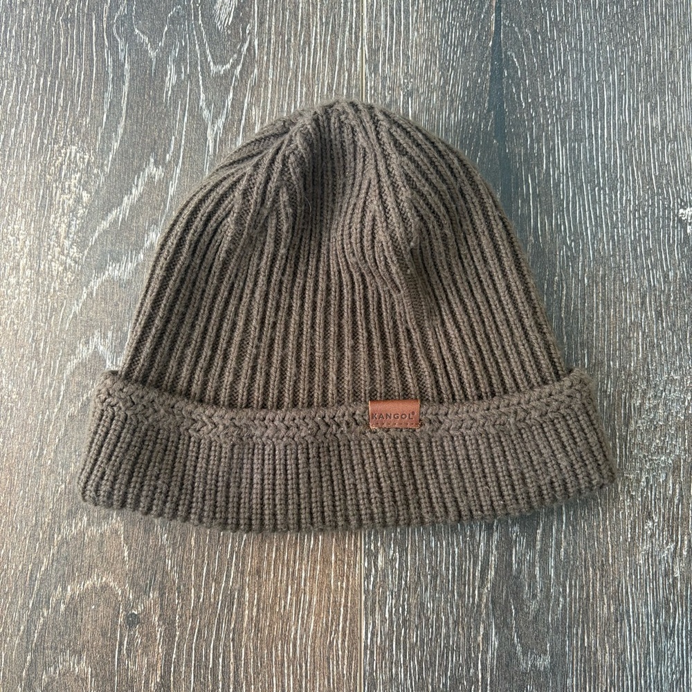 Brown Ribbed Knit Kangol Beanie